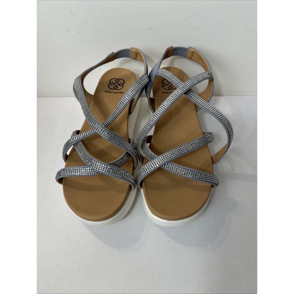 Daisy Fuentes "Fred" Women's Platform Strappy Sandals Rhinestones Blue 11W